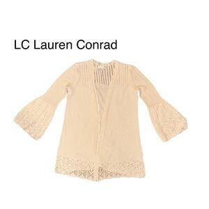 LC Lauren Conrad Cream Open-Knit Cardigan